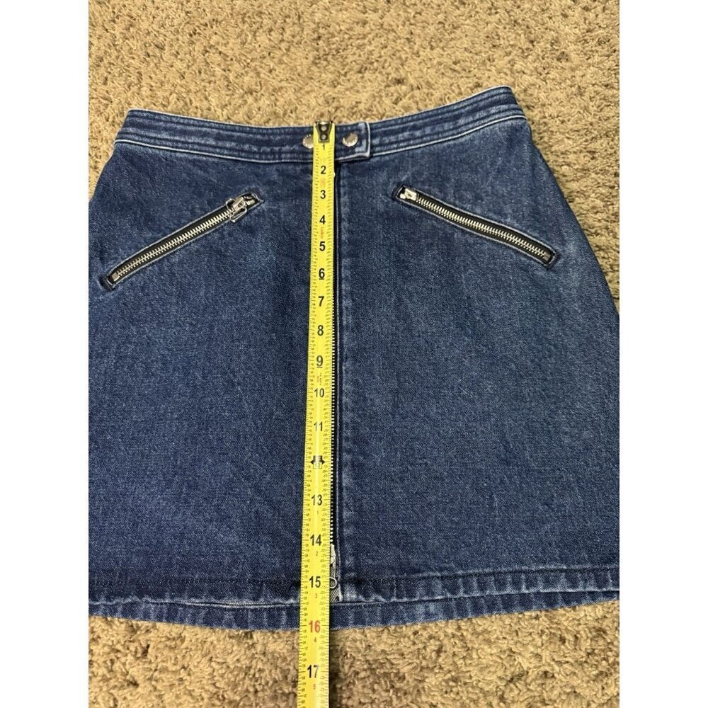 RAG & BONE Racer Denim Mini Skirt Zip Preppy Academia Grunge Gothic Party Sz 27 - Picture 8 of 8